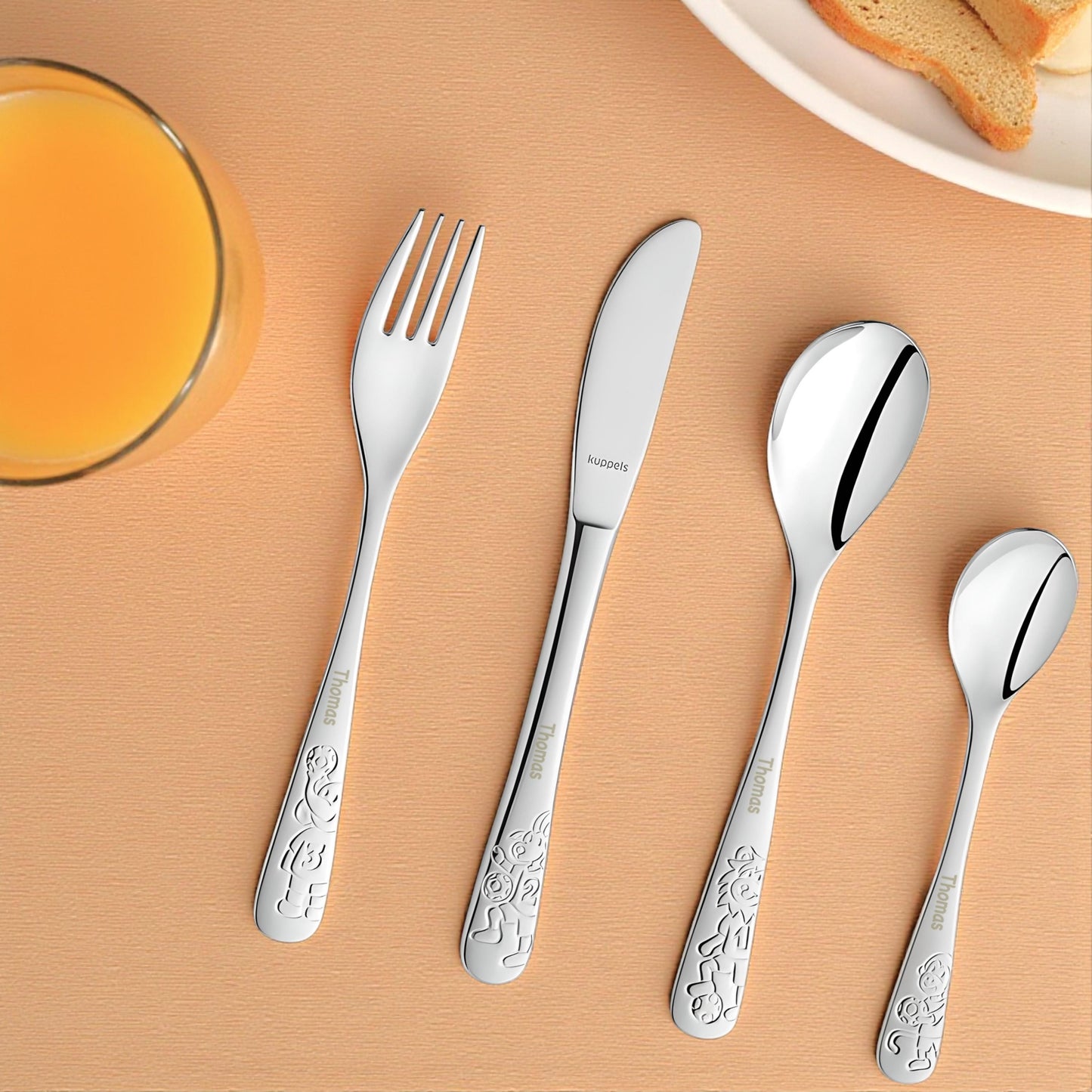 Kinderbesteck personalisiert Kinder Besteck mit Namen Set ab 3 Jahre Taufgeschenke für Jungen Geburtstagsgeschenk Kindergeschirr Fussball