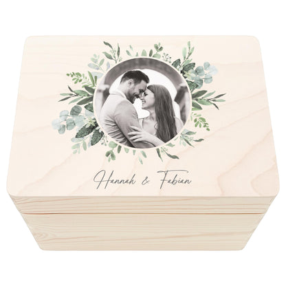 Erinnerungskiste Hochzeit personalisiertes Hochzeitsgeschenk für Brautpaar Fotogeschenk Holzkiste Geschenkkiste Geschenkbox 30x20x13 cm