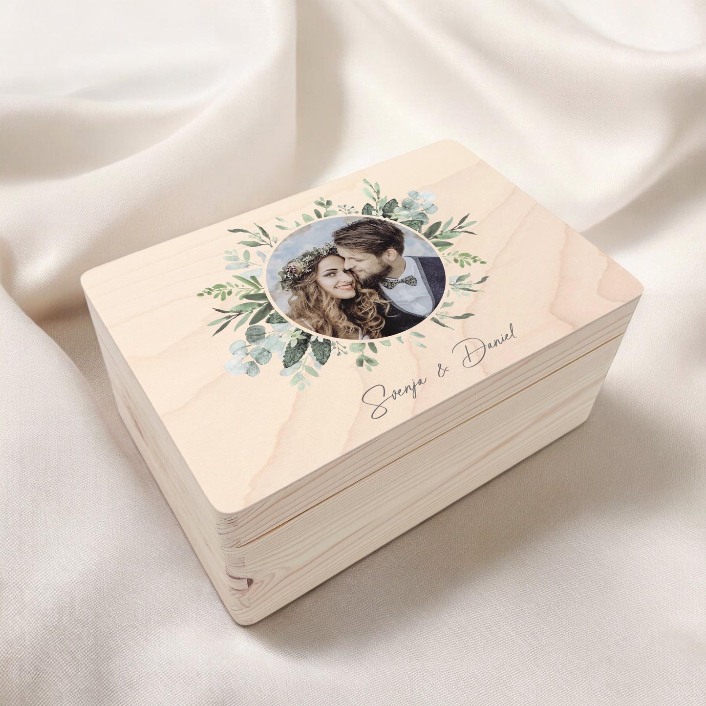 Erinnerungskiste Hochzeit personalisiertes Hochzeitsgeschenk für Brautpaar Fotogeschenk Holzkiste Geschenkkiste Geschenkbox 30x20x13 cm