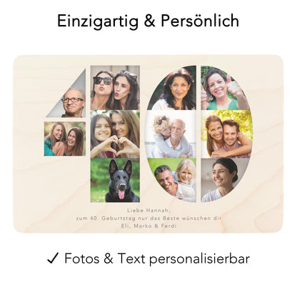 Holzkiste personalisiert 40. Geburtstag Geschenk Holzbox mit Fotocollage Geschenkbox mit Deckel Fotogeschenk Geburtstagsgeschenk 30x20x13 cm
