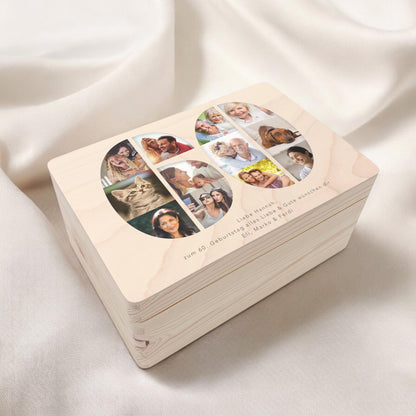 Holzkiste personalisiert 60. Geburtstag Geschenk Holzbox mit Fotocollage Geschenkbox mit Deckel Fotogeschenk Geburtstagsgeschenk 30x20x13 cm