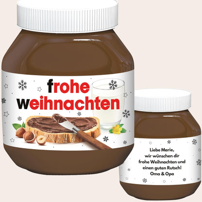 Schokoaufstrich Etiketten Weihnachten personalisiert Aufkleber für z.B. Glas Nutella Geschenk Weihnachtsgeschenk | 2 Stück