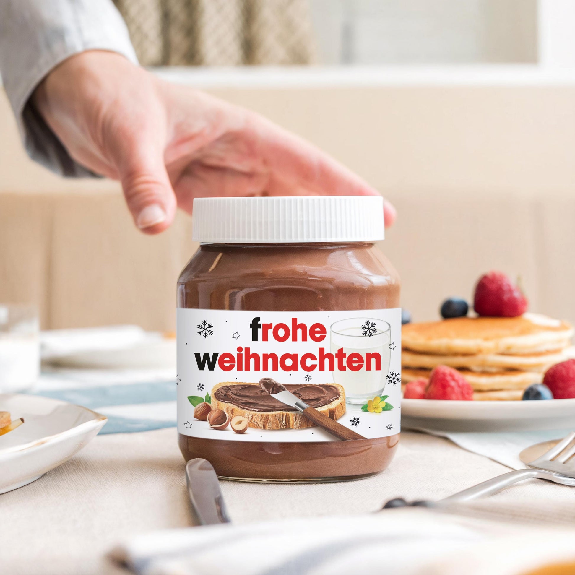 Schokoaufstrich Etiketten Weihnachten personalisiert Aufkleber für z.B. Glas Nutella Geschenk Weihnachtsgeschenk | 2 Stück