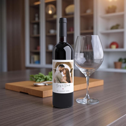 Flaschenetiketten Hochzeit personalisierte mit Foto Weinetiketten selbst gestalten Hochzeitsgeschenk Wein Geschenk 2 Stück | 10x12 cm