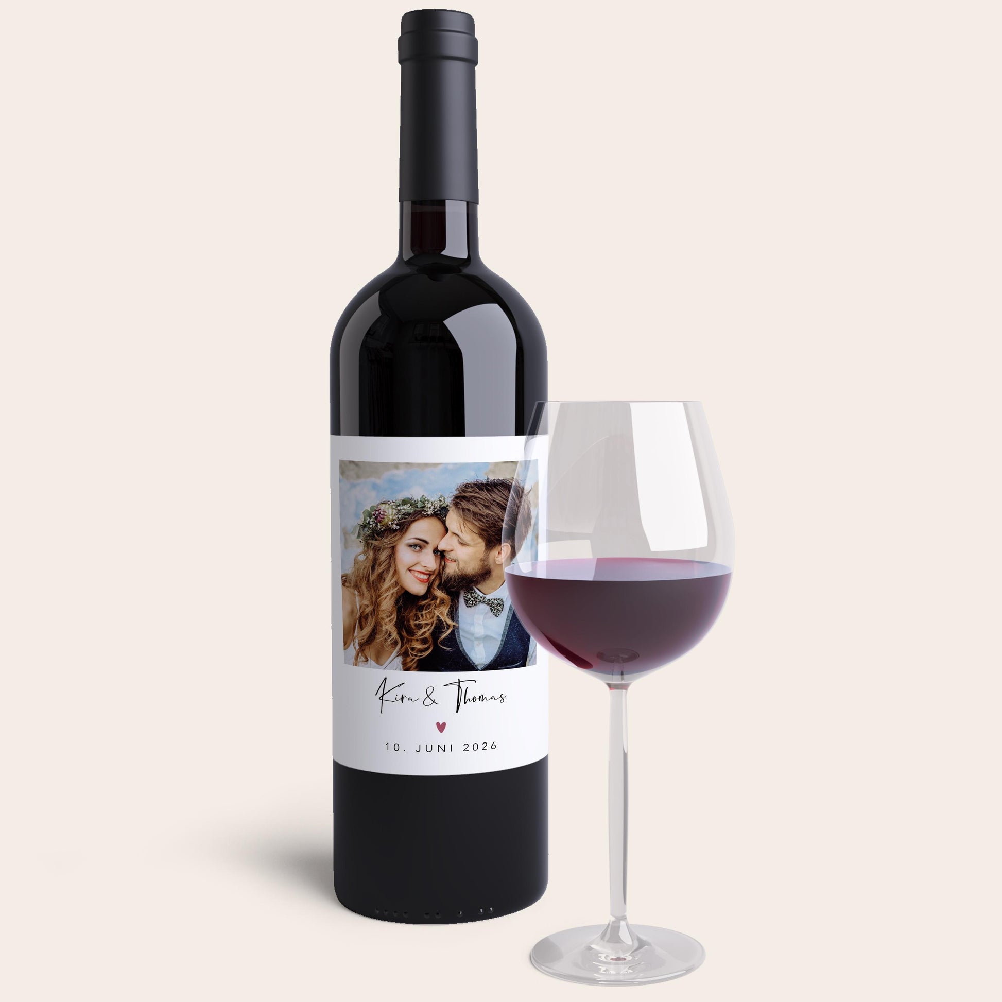 Flaschenetiketten Hochzeit personalisierte mit Foto Weinetiketten selbst gestalten Hochzeitsgeschenk Wein Geschenk 2 Stück | 10x12 cm