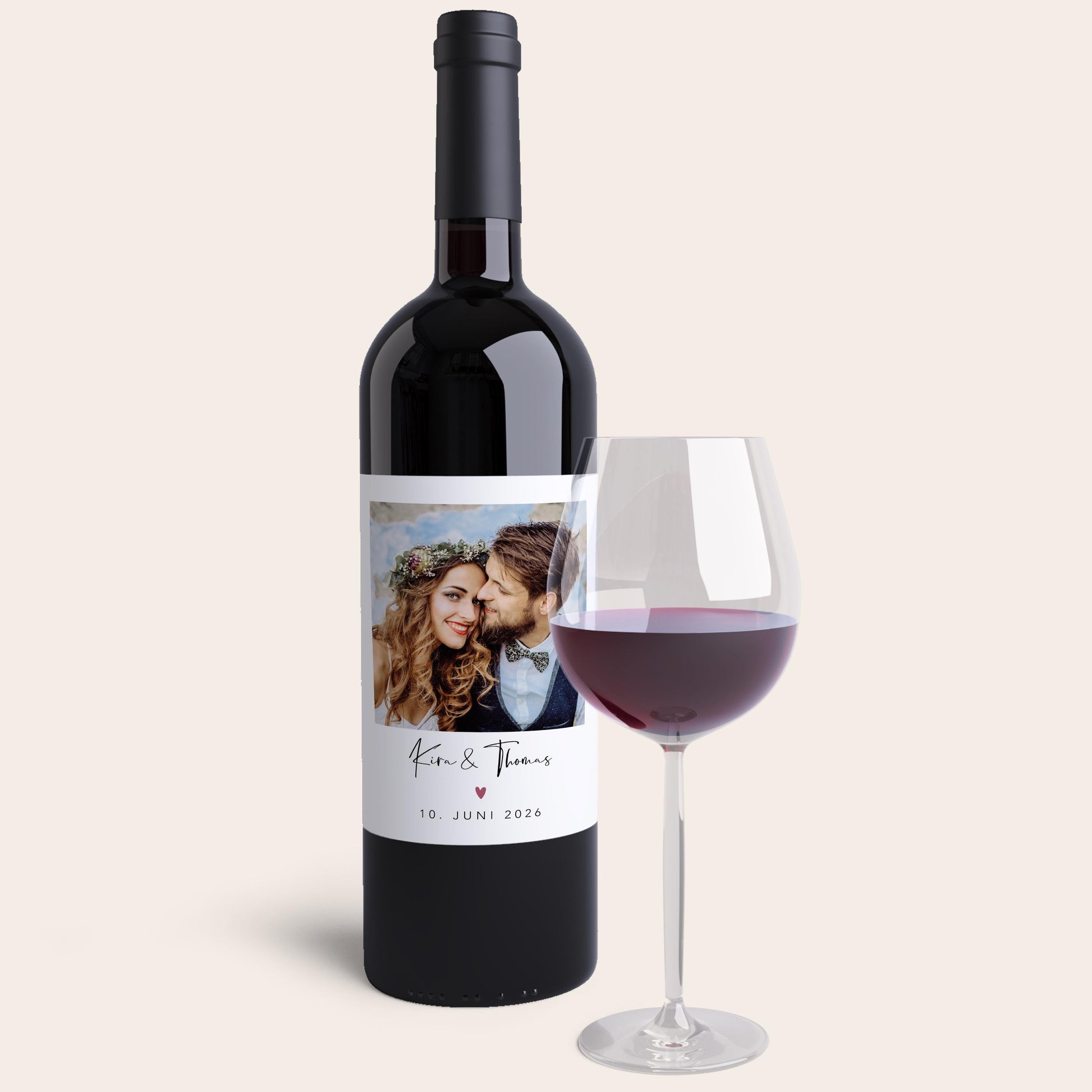 Flaschenetiketten Hochzeit personalisierte mit Foto Weinetiketten selbst gestalten Hochzeitsgeschenk Wein Geschenk 2 Stück | 10x12 cm