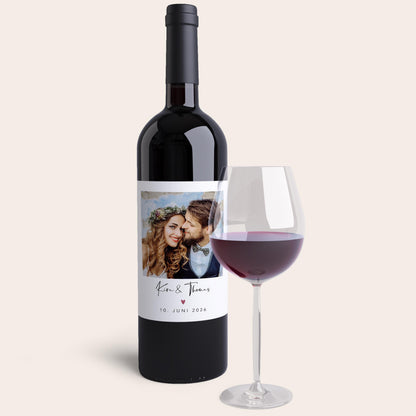 Flaschenetiketten Hochzeit personalisierte mit Foto Weinetiketten selbst gestalten Hochzeitsgeschenk Wein Geschenk 2 Stück | 10x12 cm