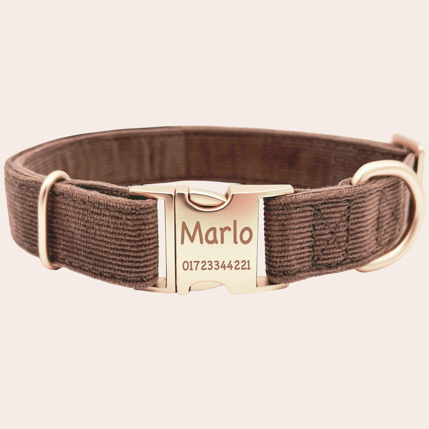 Hundehalsband personalisiert mit Namen Hundemarke Halsband Hund Geschenk mit Gravur Braun
