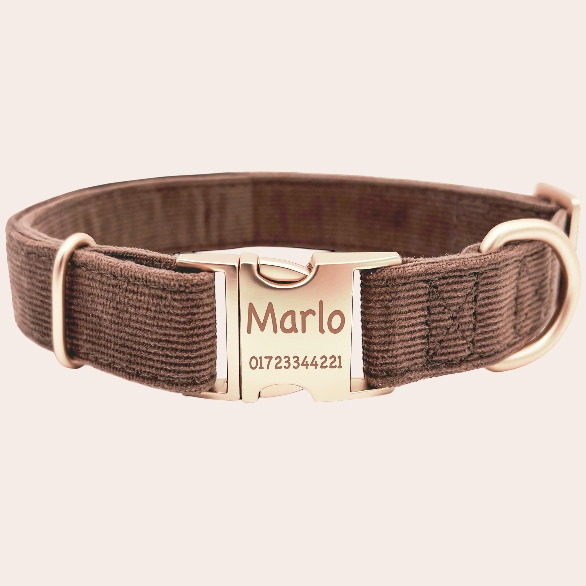 Hundehalsband personalisiert mit Namen Hundemarke Halsband Hund Geschenk mit Gravur Braun
