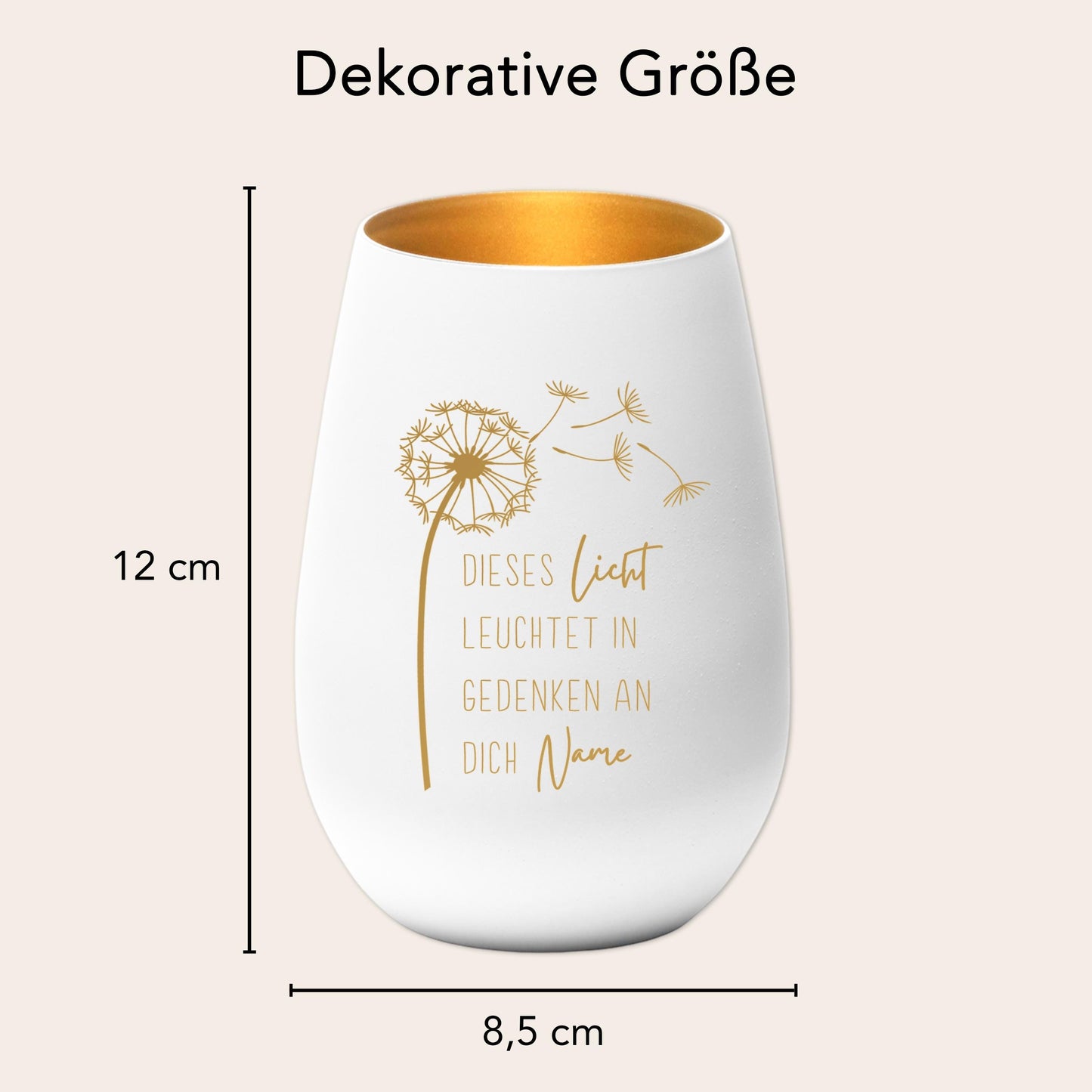 Trauerlicht Trauerkerze personalisiert Windlicht mit Gravur aus Glas Trauer Geschenk Trauergeschenk Verstorbene Erinnerung (Weiß)
