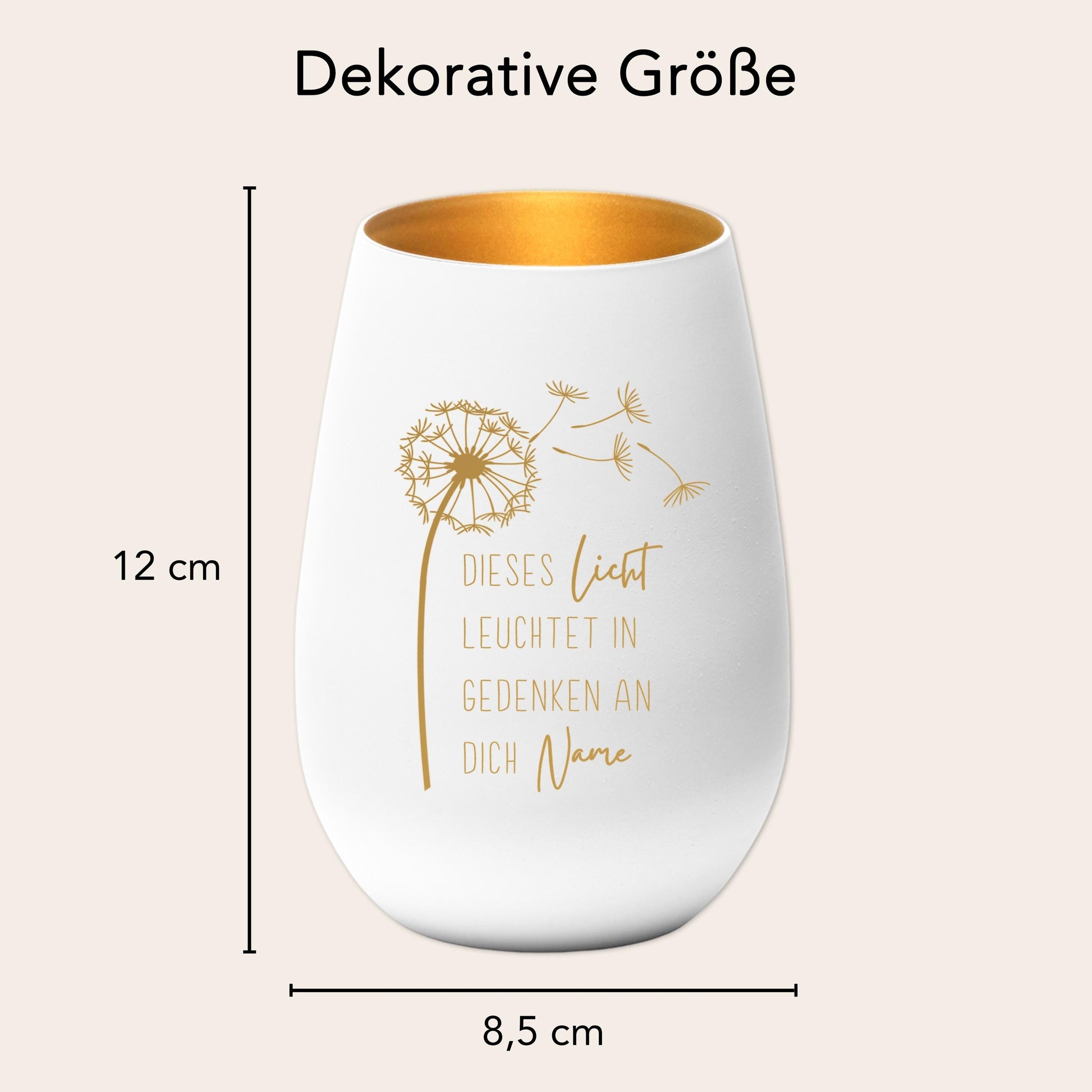 Trauerlicht Trauerkerze personalisiert Windlicht mit Gravur aus Glas Trauer Geschenk Trauergeschenk Verstorbene Erinnerung (Weiß)