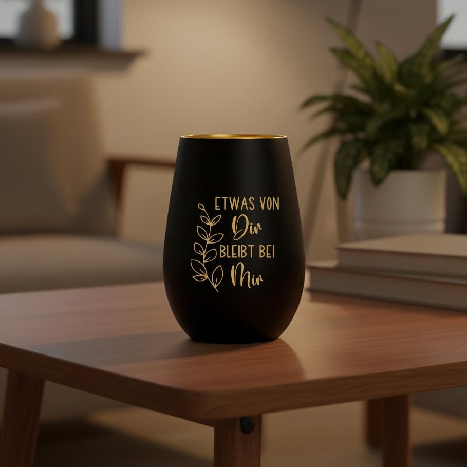 Trauergeschenk Trauerkerze Andenken an Verstorbene Windlicht Trauer Geschenk für Hinterbliebene Trauerlicht Gedenkkerze (Schwarz)