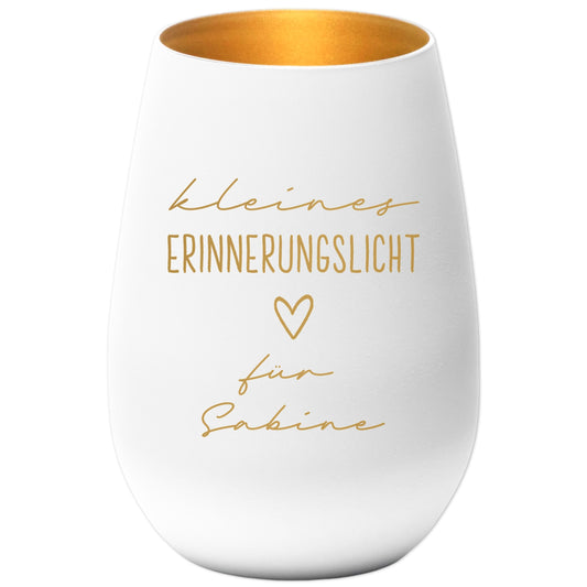 Erinnerungslicht Trauergeschenk Trauerkerze personalisiert Windlicht aus Glas Trauer Geschenk für Hinterbliebene Trauerlicht (Weiss)