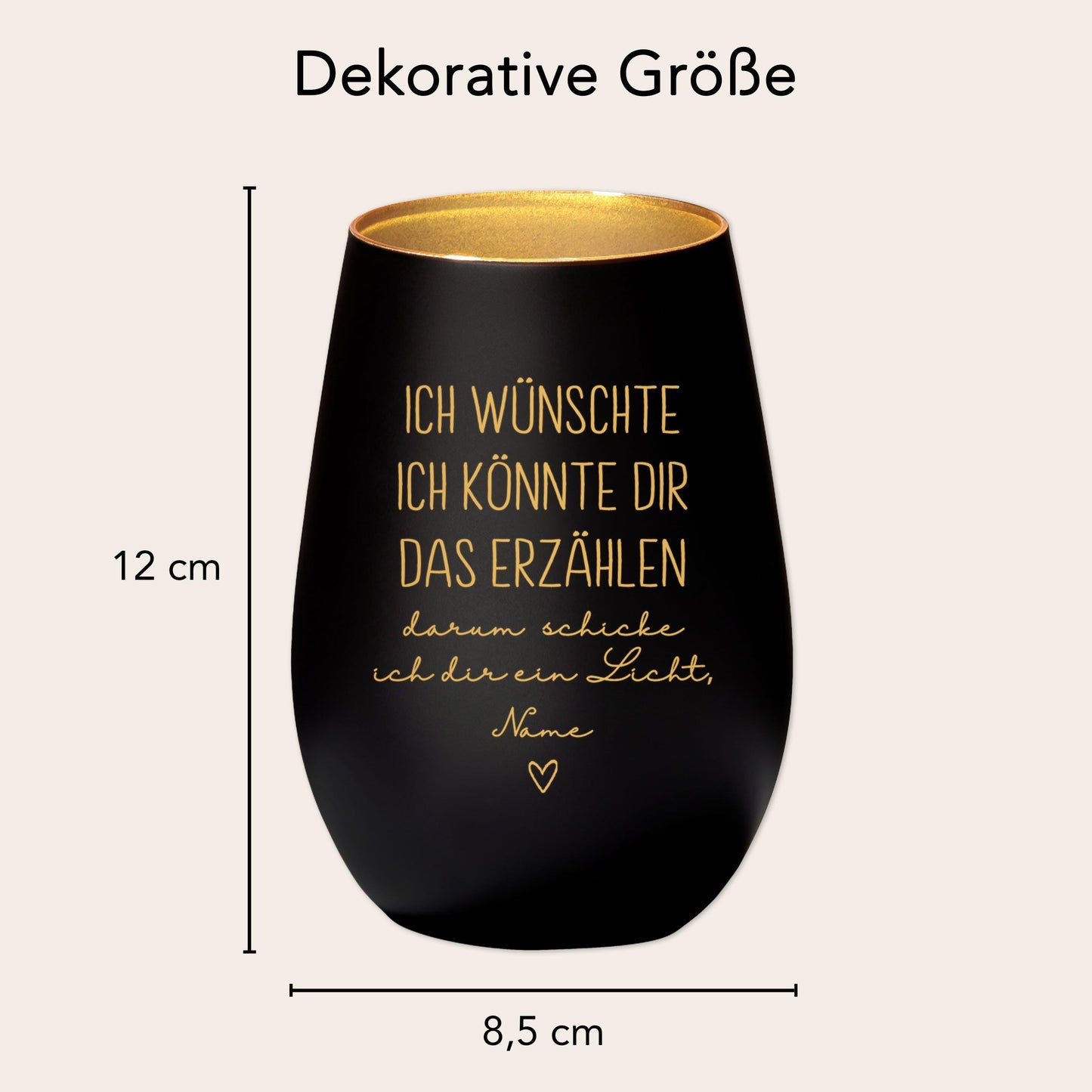 Trauergeschenk Trauerkerze personalisiert Andenken an Verstorbene Windlicht Trauer Geschenk für Hinterbliebene Trauerlicht (Schwarz)
