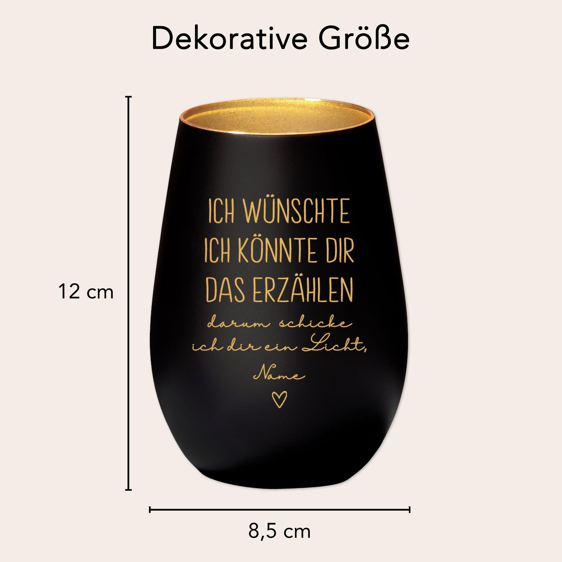 Trauergeschenk Trauerkerze personalisiert Andenken an Verstorbene Windlicht Trauer Geschenk für Hinterbliebene Trauerlicht (Schwarz)