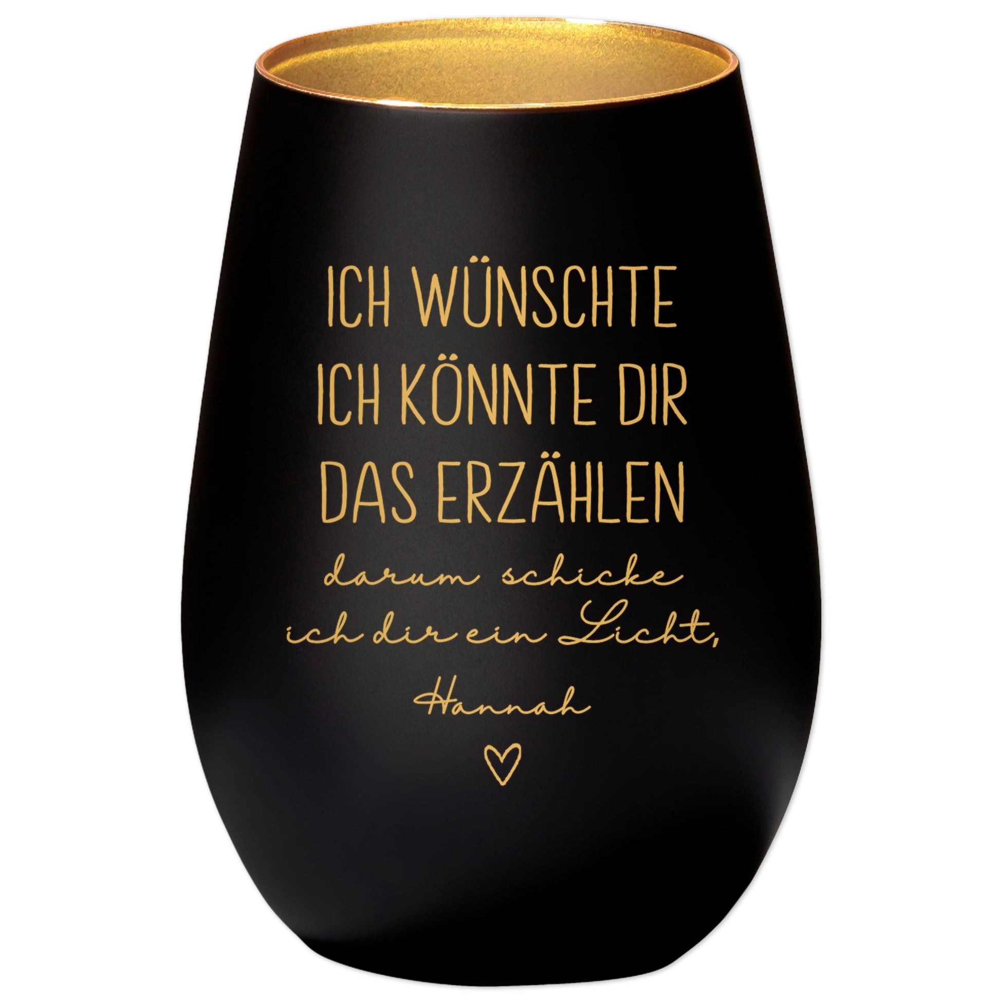 Trauergeschenk Trauerkerze personalisiert Andenken an Verstorbene Windlicht Trauer Geschenk für Hinterbliebene Trauerlicht (Schwarz)