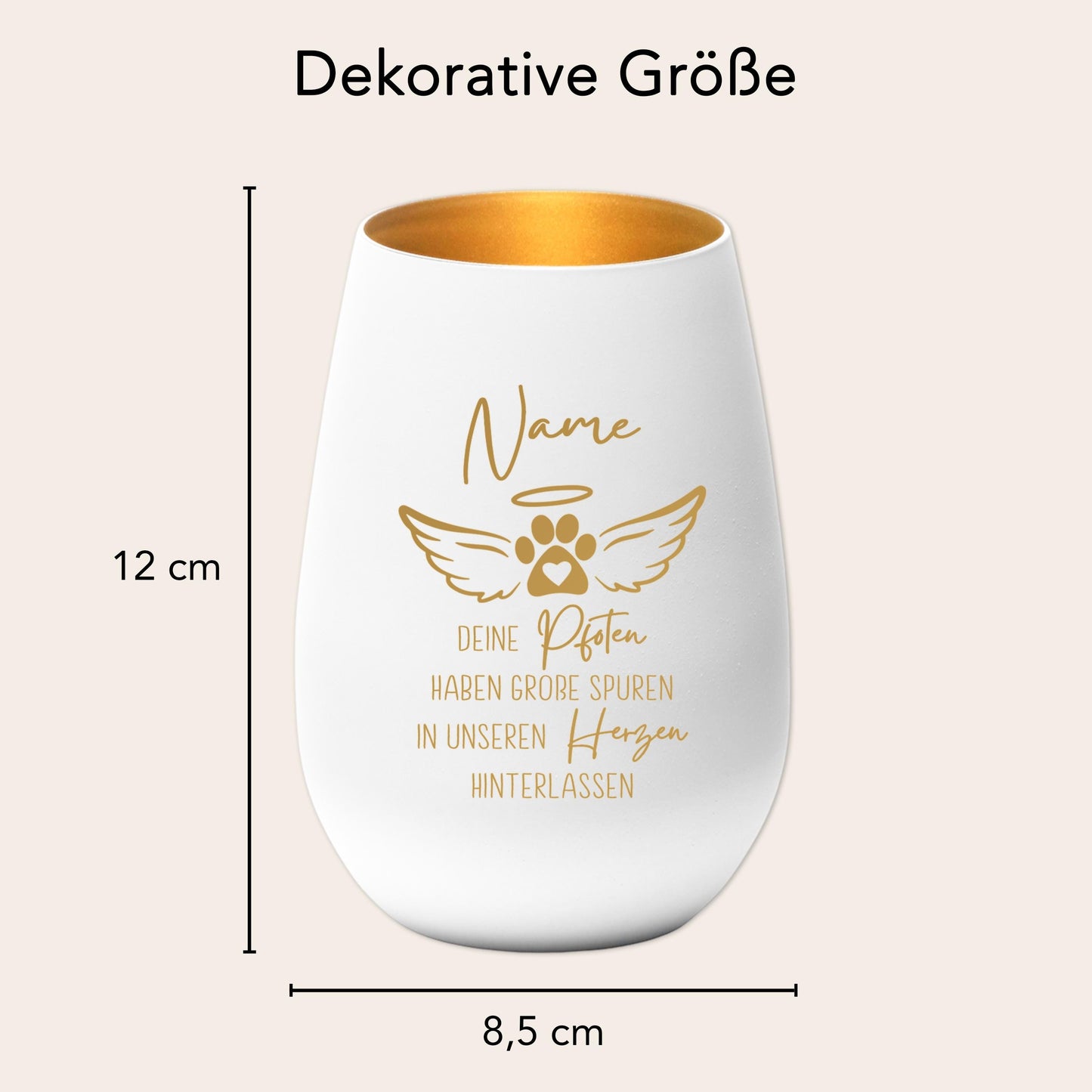 Andenken an verstorbenen Hund Trauergeschenk personalisiert Windlicht Trauer Geschenk zur Erinnerung Hunde Trauerlicht Gedenkkerze (Weiß)