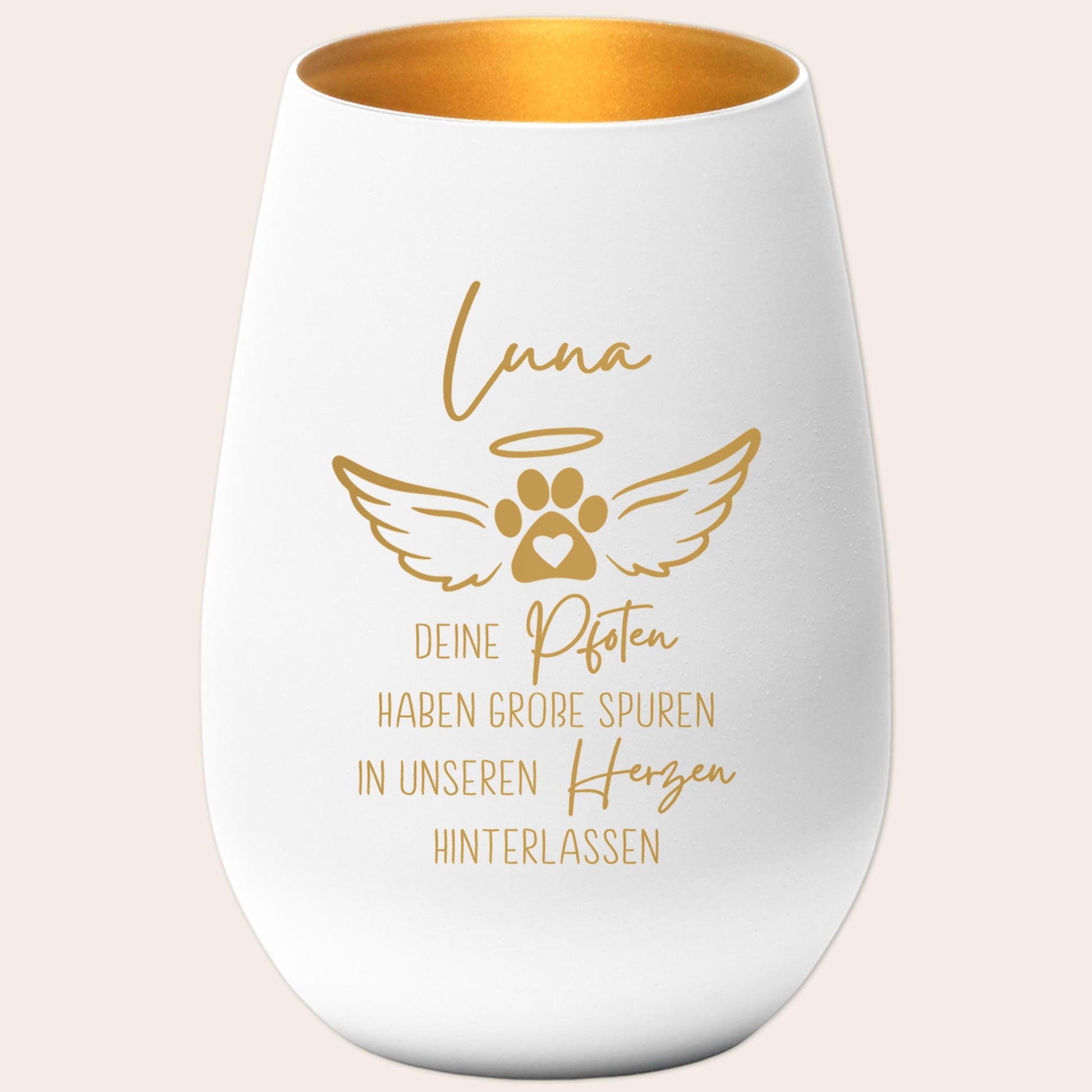 Andenken an verstorbenen Hund Trauergeschenk personalisiert Windlicht Trauer Geschenk zur Erinnerung Hunde Trauerlicht Gedenkkerze (Weiß)