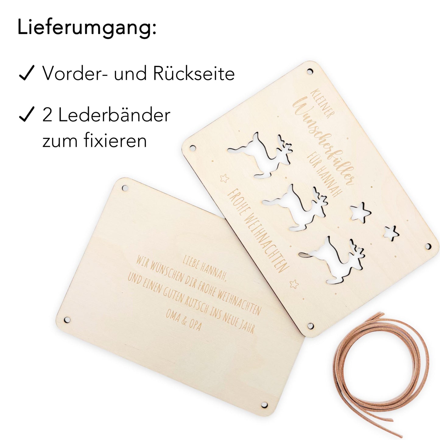 Geldgeschenk Weihnachten personalisiert Weihnachtsgeld Verpackung Wunscherfüller Geschenkkarte Weihnachtskarte aus Holz 12x17 cm