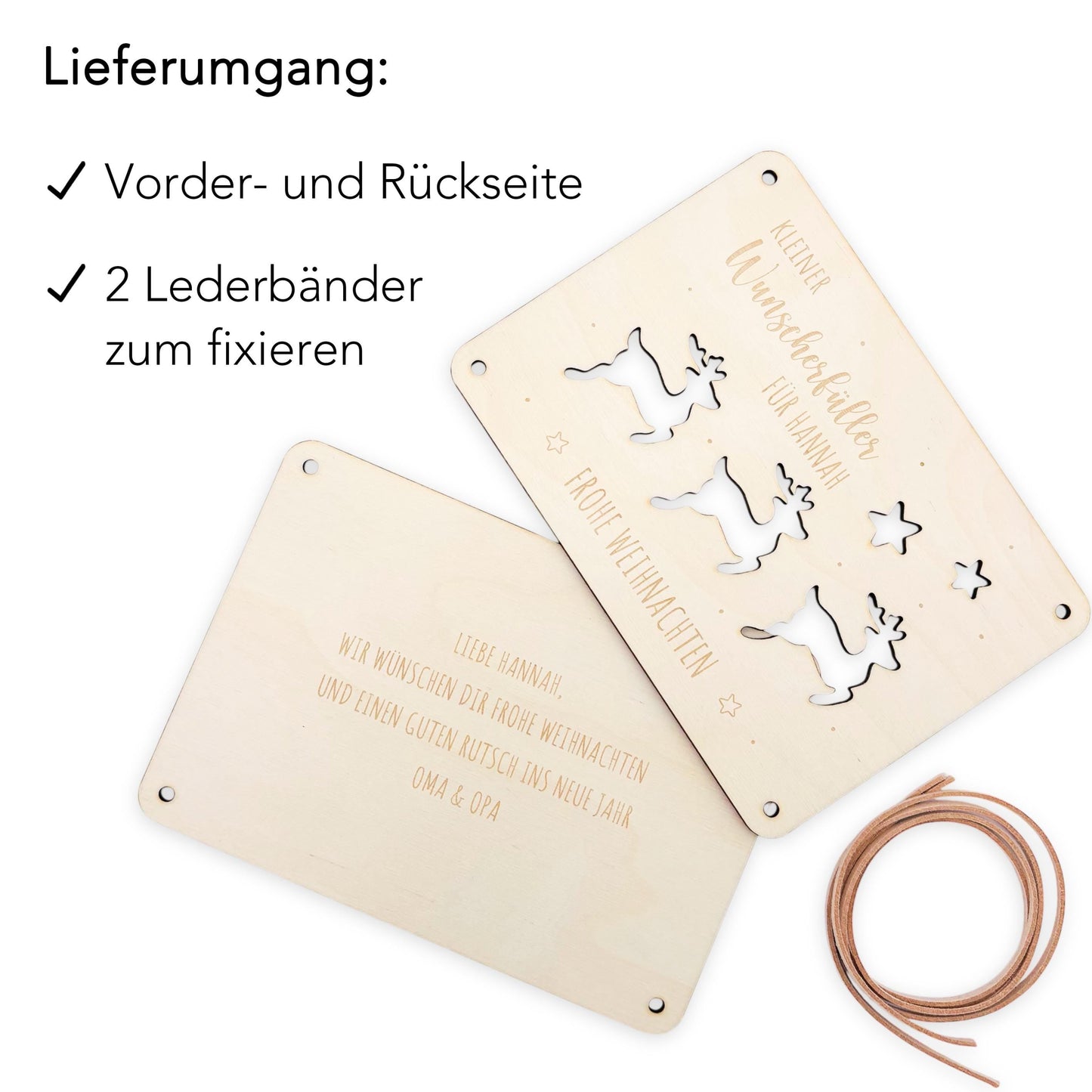 Geldgeschenk Weihnachten personalisiert Weihnachtsgeld Verpackung Wunscherfüller Geschenkkarte Weihnachtskarte aus Holz 12x17 cm