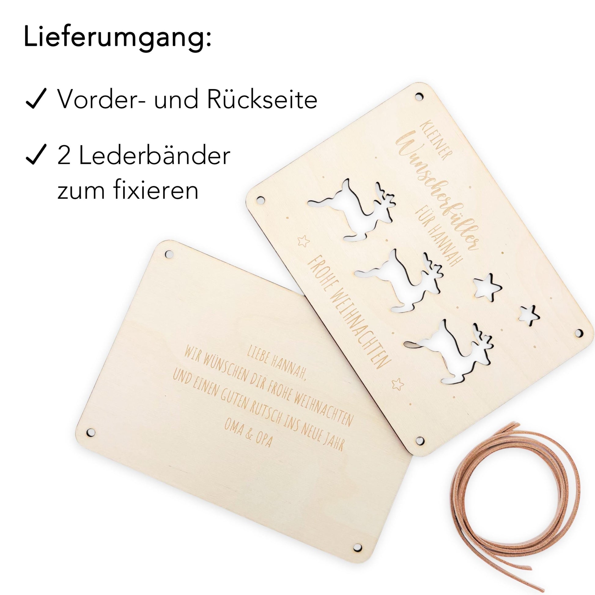 Geldgeschenk Weihnachten personalisiert Weihnachtsgeld Verpackung Wunscherfüller Geschenkkarte Weihnachtskarte aus Holz 12x17 cm