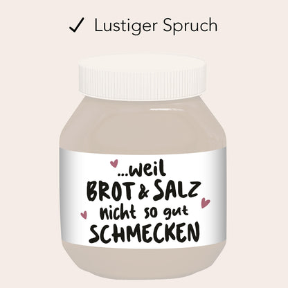 Brot und Salz Geschenk zum Einzug personalisiert Schokoaufstrich Etiketten für z.B. Nutella Einzugsgeschenk Haus Wohnung | 2 Stück