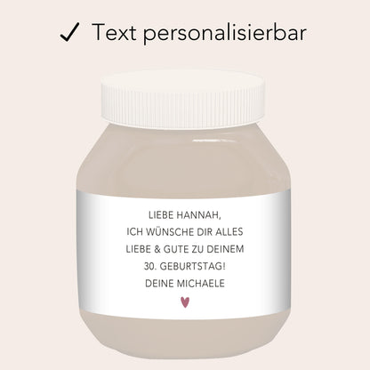 Schokoaufstrich Etiketten personalisiert Geburtstagsgeschenk Aufkleber für z.B. Glas Nutella Geschenk zum Geburtstag | 2 Stück