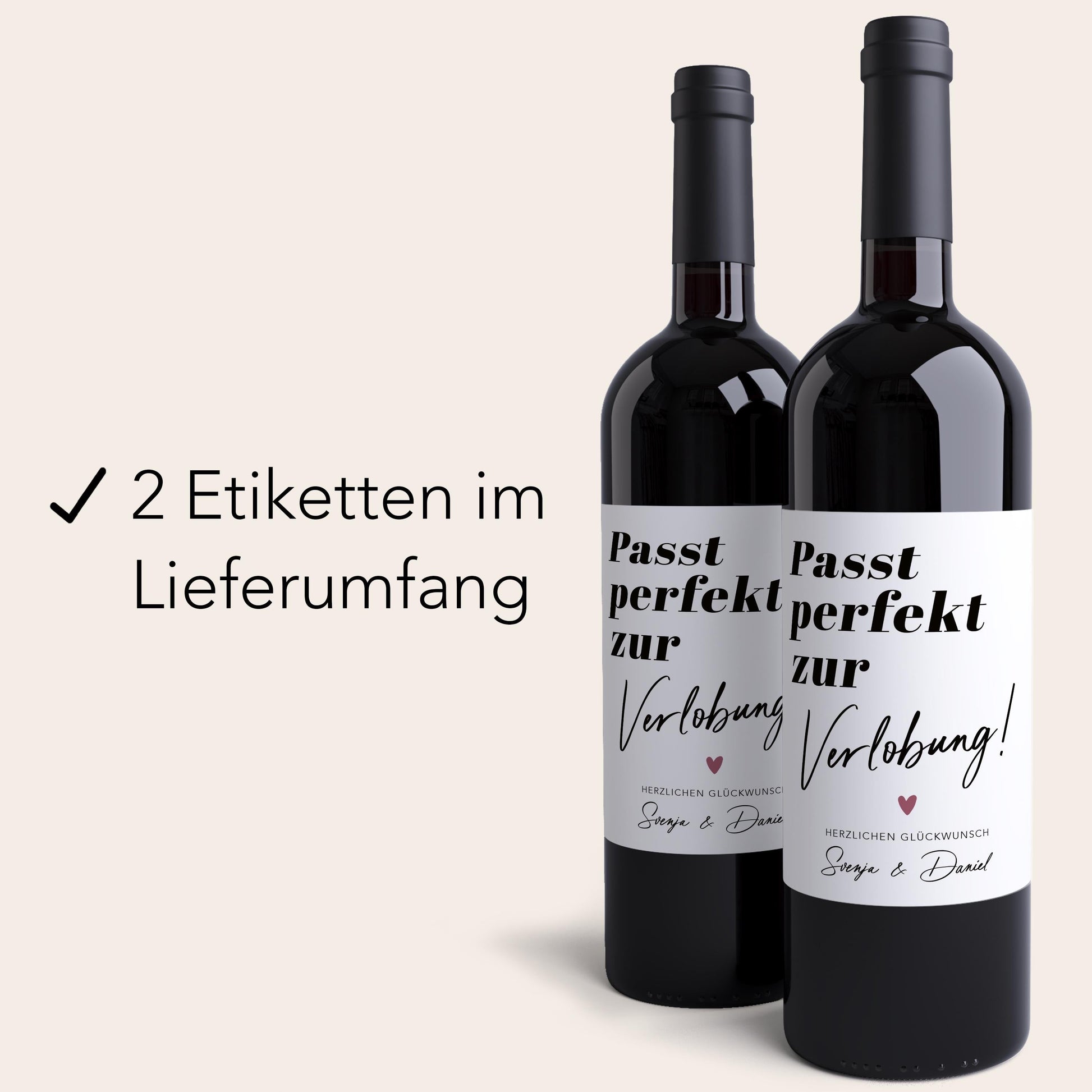 Verlobungsgeschenk Weinetiketten personalisiert Geschenk Verlobung Hochzeitsplanung Flaschenetiketten Wein Etiketten 2 Stück | 10x12 cm