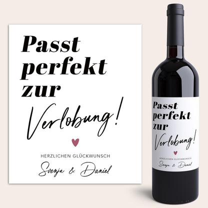 Verlobungsgeschenk Weinetiketten personalisiert Geschenk Verlobung Hochzeitsplanung Flaschenetiketten Wein Etiketten 2 Stück | 10x12 cm