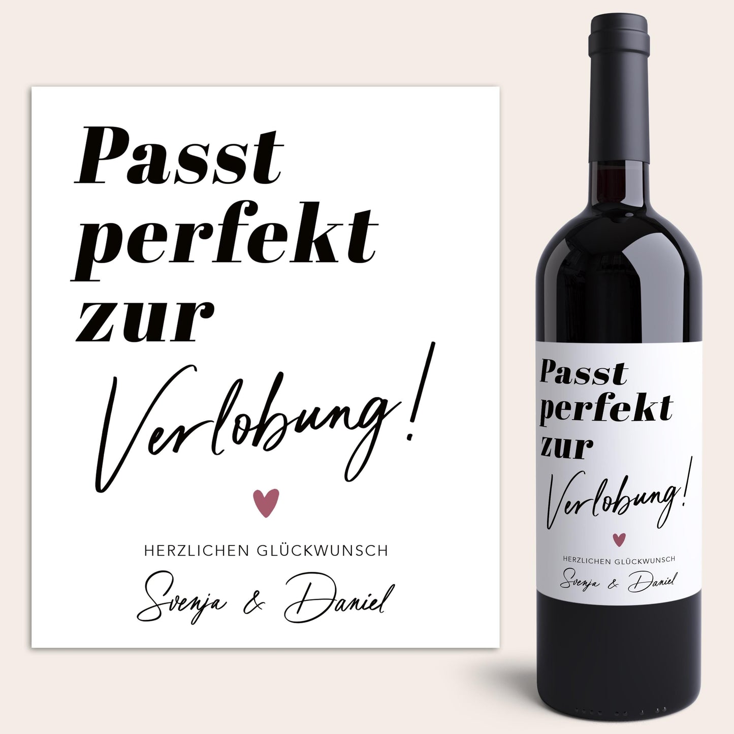 Verlobungsgeschenk Weinetiketten personalisiert Geschenk Verlobung Hochzeitsplanung Flaschenetiketten Wein Etiketten 2 Stück | 10x12 cm