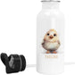Trinkflasche Kinder personalisiert mit Namen Huhn Edelstahl Flasche mit Strohhalm Wasserflasche für Schule Kindergarten 600 ml