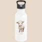 Trinkflasche Kinder personalisiert mit Namen Schaf Edelstahl Flasche mit Strohhalm Wasserflasche für Schule Kindergarten 600 ml