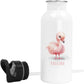 Trinkflasche Kinder personalisiert mit Namen Flamingo Edelstahl Flasche mit Strohhalm Wasserflasche für Schule Kindergarten 600 ml