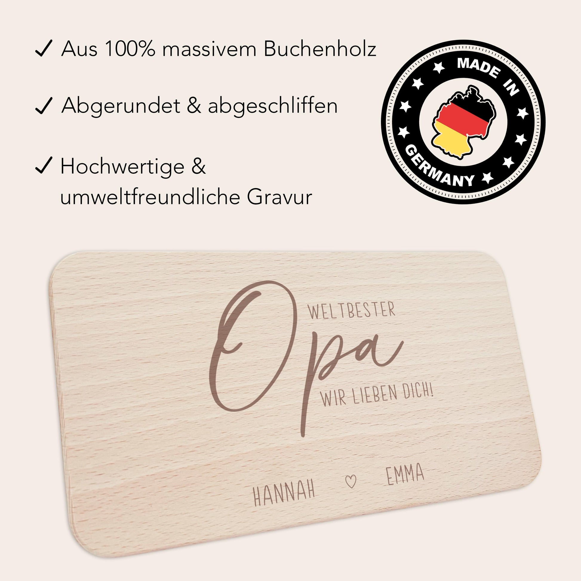 Frühstücksbrettchen Holz Opa Frühstücksbrett personalisiert Brettchen Vatertagsgeschenk Vatertag Geschenk Großvater Holzbrett mit Gravur