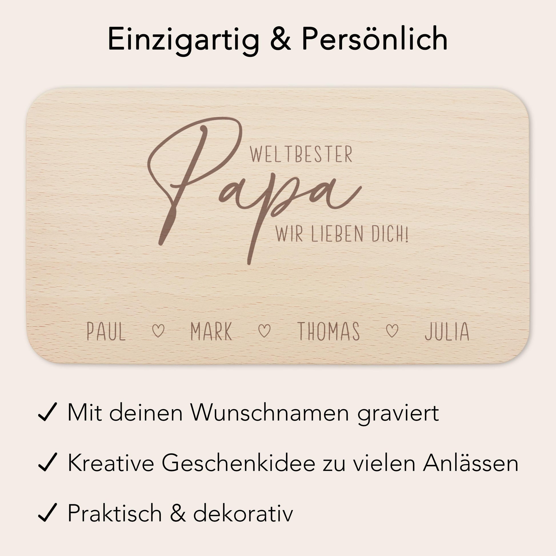 Frühstücksbrettchen Holz Papa Frühstücksbrett personalisiert Brettchen Vatertagsgeschenk Vatertag Geschenk Großvater Holzbrett mit Gravur