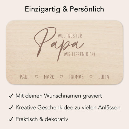 Frühstücksbrettchen Holz Papa Frühstücksbrett personalisiert Brettchen Vatertagsgeschenk Vatertag Geschenk Großvater Holzbrett mit Gravur