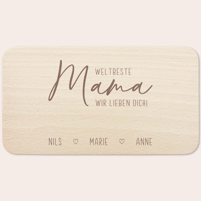 Frühstücksbrettchen Holz Mama Frühstücksbrett personalisiert Brettchen Muttertagsgeschenk Muttertag Geschenk Großmutter Holzbrett mit Gravur