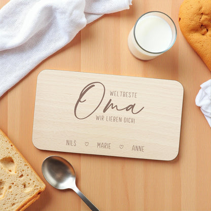 Frühstücksbrettchen Holz Oma Frühstücksbrett personalisiert Brettchen Muttertagsgeschenk Muttertag Geschenk Großmutter Holzbrett mit Gravur