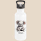 Trinkflasche Kinder personalisiert mit Namen Koala Edelstahl Flasche mit Strohhalm Wasserflasche für Schule Kindergarten 600 ml