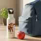 Trinkflasche Kinder personalisiert mit Namen Kuh Edelstahl Flasche mit Strohhalm Wasserflasche für Schule Kindergarten 600 ml