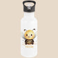 Trinkflasche Kinder personalisiert mit Namen Biene Edelstahl Flasche mit Strohhalm Wasserflasche für Schule Kindergarten 600 ml