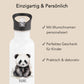 Trinkflasche Kinder personalisiert mit Namen Panda Edelstahl Flasche mit Strohhalm Wasserflasche für Schule Kindergarten 600 ml