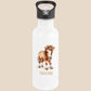 Trinkflasche Kinder personalisiert mit Namen Pferd Edelstahl Flasche mit Strohhalm Wasserflasche für Schule Kindergarten 600 ml