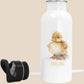 Trinkflasche Kinder personalisiert mit Namen Ente Edelstahl Flasche mit Strohhalm Wasserflasche für Schule Kindergarten 600 ml