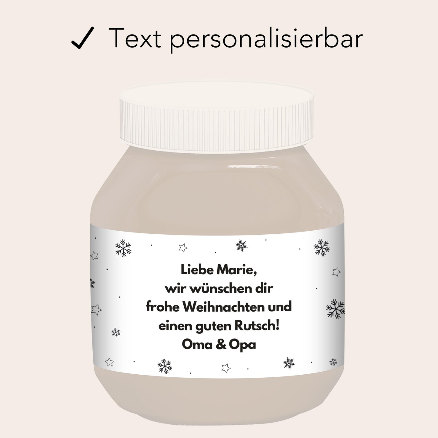 Schokoaufstrich Etiketten Weihnachten personalisiert Aufkleber für z.B. Glas Nutella Geschenk Weihnachtsgeschenk | 2 Stück