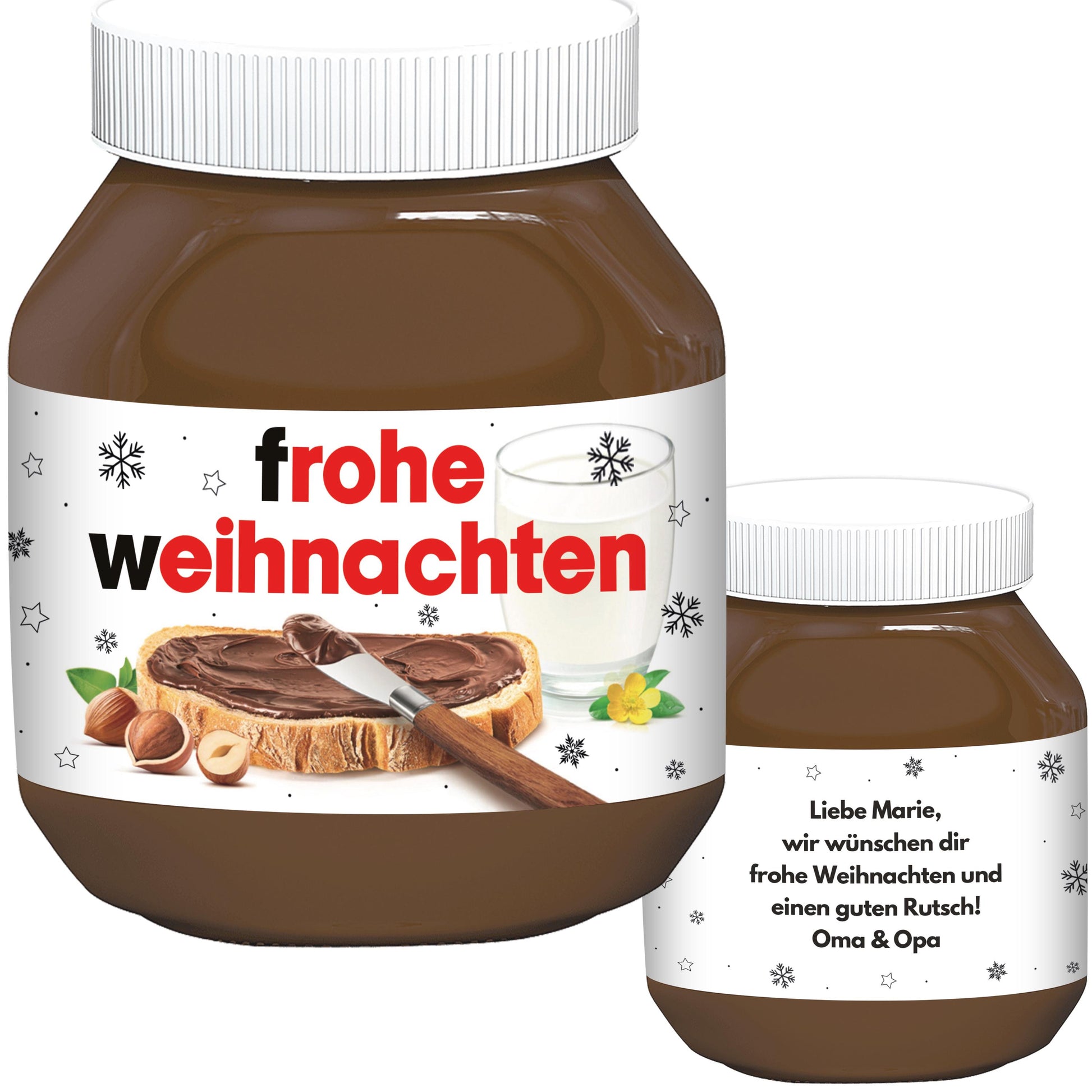 Schokoaufstrich Etiketten Weihnachten personalisiert Aufkleber für z.B. Glas Nutella Geschenk Weihnachtsgeschenk | 2 Stück
