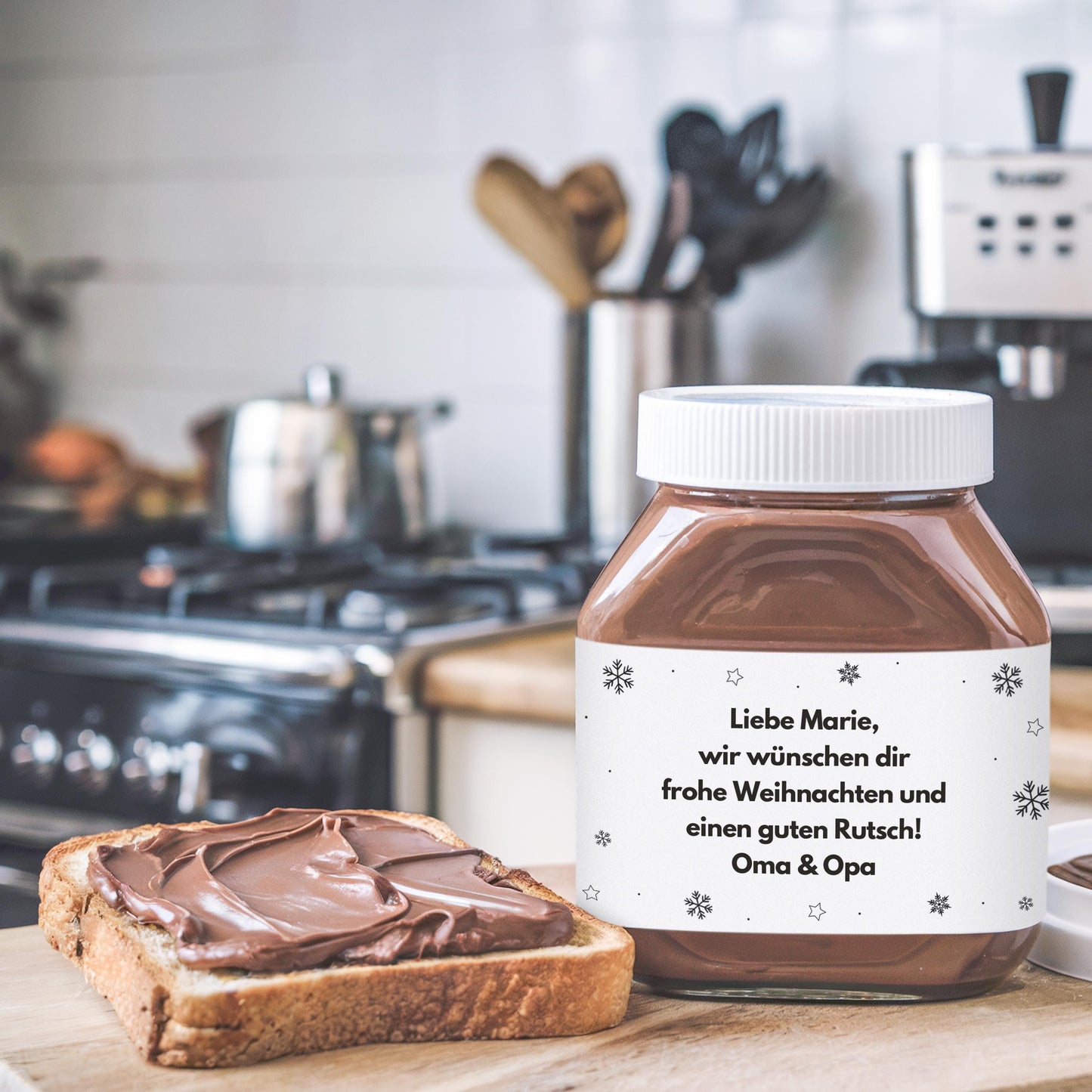 Schokoaufstrich Etiketten Weihnachten personalisiert Aufkleber für z.B. Glas Nutella Geschenk Weihnachtsgeschenk | 2 Stück