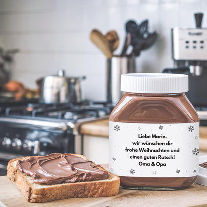 Schokoaufstrich Etiketten Weihnachten personalisiert Aufkleber für z.B. Glas Nutella Geschenk Weihnachtsgeschenk | 2 Stück