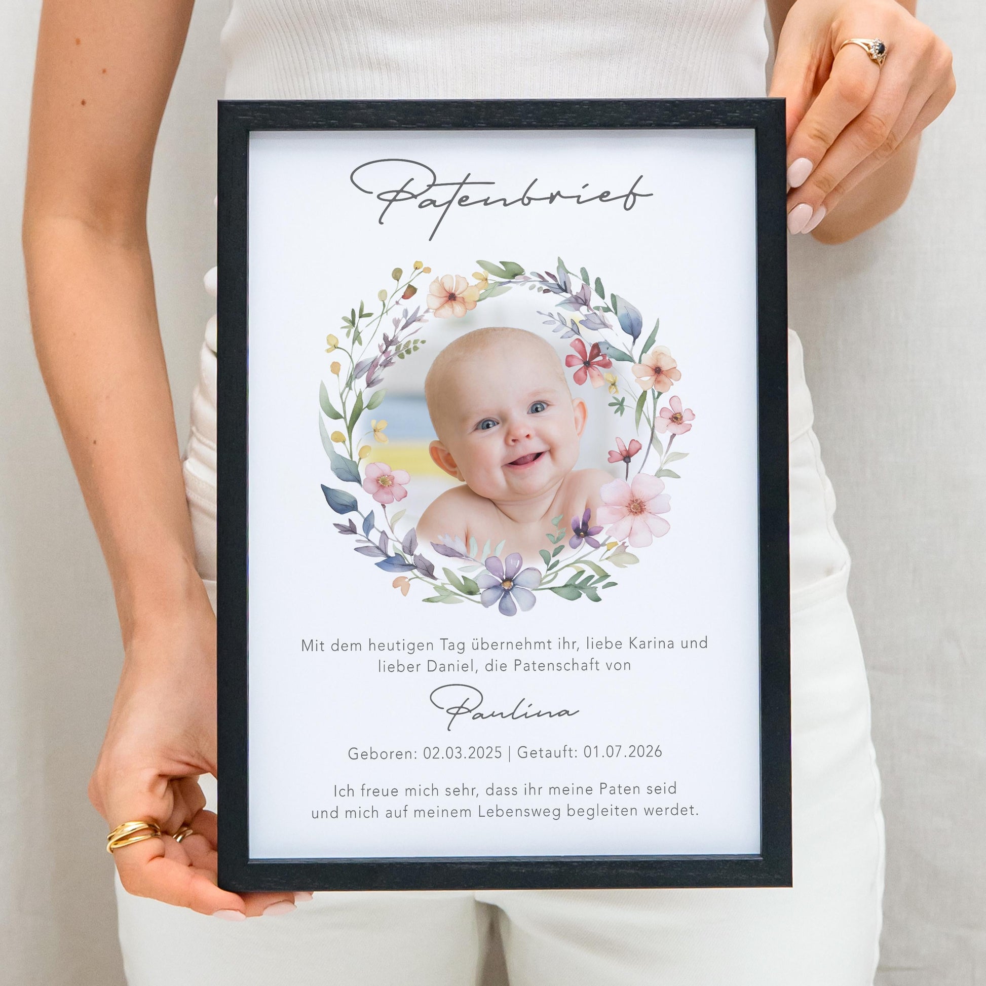 Taufgeschenk Patentante personalisierter Patenbrief Taufe Patenurkunde mit Foto Taufpate Paten Urkunde Taufe Geschenk (mit oder ohne Rahmen)