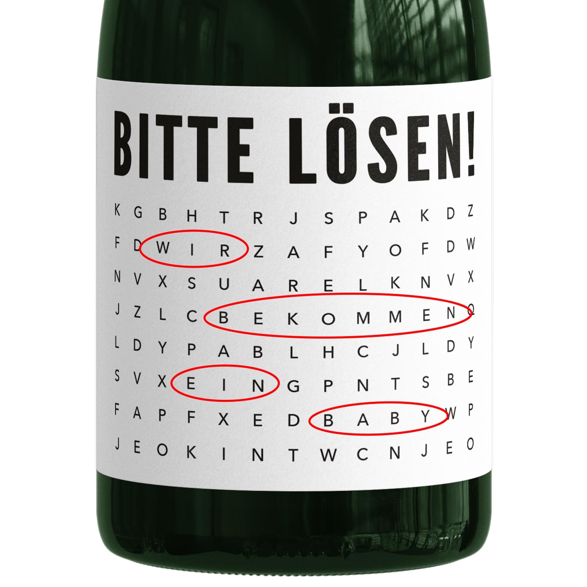 Schwangerschaft Verkünden Wir Bekommen Ein Baby Sektetiketten Flaschenetikett Wörterrätsel Sekt Geschenk 2 Stück | 9x13 cm